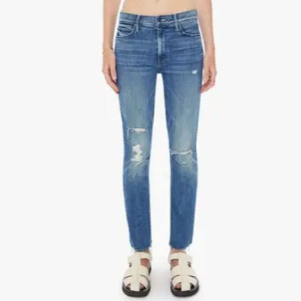 MOTHER The Mid-Rise Dazzler Ankle Fray Jeans, Size 25.